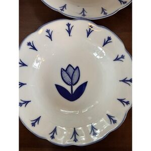 Vintage Tulip Bowl/Soup 8" Delft Blue Floral Style Made in China Replacement